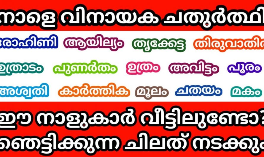 നിങ്ങളുടെ വീട്ടിൽ ഈ നക്ഷത്രക്കാർ ഉണ്ടോ എങ്കിൽ അവരോട് സൂക്ഷിക്കാൻ പറയുക വിനായക ചതുർത്തിയാണ് വരുന്നത്. വിനായക ചതുർത്തിക്ക് അല്പം ശ്രദ്ധ പുലർത്തേണ്ട ചില നക്ഷത്രക്കാർ.