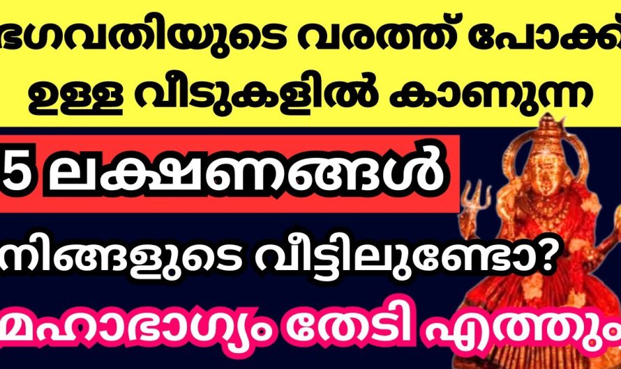 ഭഗവതിയുടെ സാന്നിധ്യമുള്ള വീടുകളിൽ കാണപ്പെടുന്ന ചില ലക്ഷണങ്ങൾ