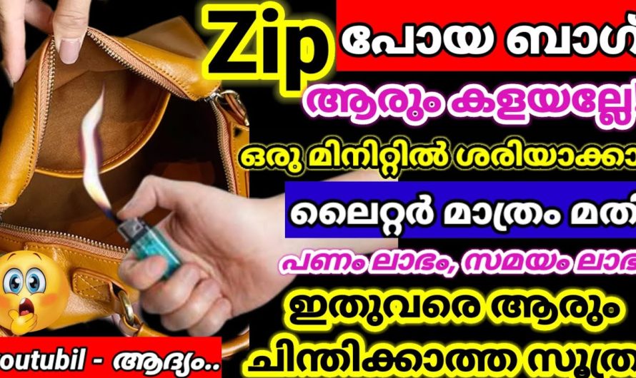 ഇനി സിപ്പ് എളുപ്പത്തിൽ നിക്കാൻ ഇങ്ങനെ മാത്രം ചെയ്താൽ മതി.