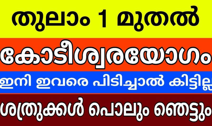 ഈ തുലാമാസത്തിൽ സംഭവിക്കാൻ പോകുന്നത് പ്രതീക്ഷകൾക്ക് അപ്പുറമായിരിക്കും