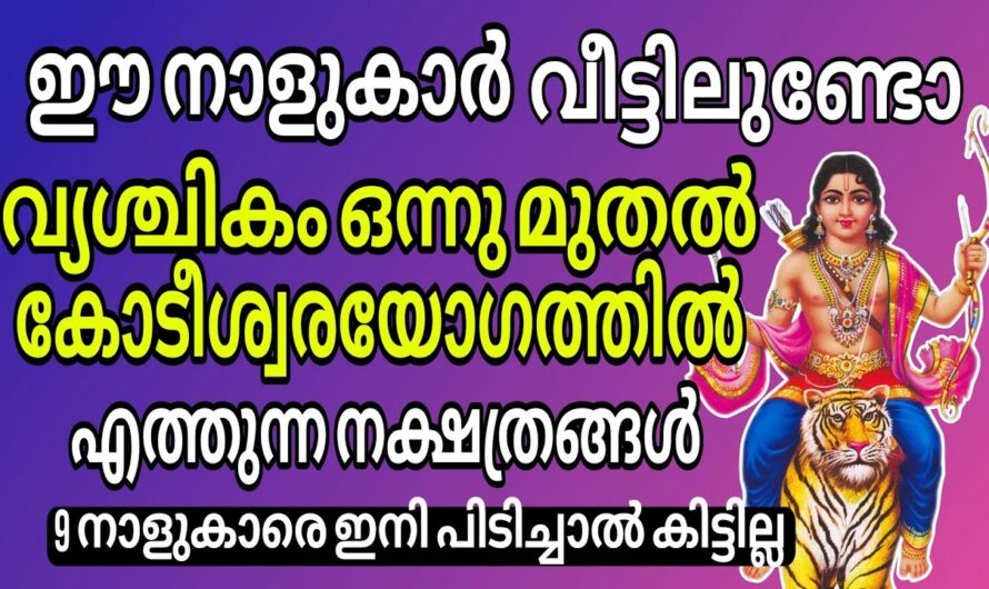 വൃശ്ചിക മാസത്തിൽ ഈ രാശിക്കാർ കൊതിച്ചു വരും, ഇവർക്ക് സൗഭാഗ്യ പെരുമഴ…