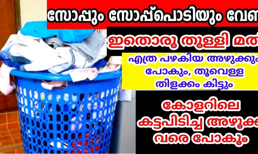 എത്ര അഴുക്ക് പിടിച്ച തുണിയും ക്ലീൻ ചെയ്യാം ഇനി സോപ്പും ഡിറ്റർജന്റും വേണ്ട, കിടിലൻ സൂത്രം…